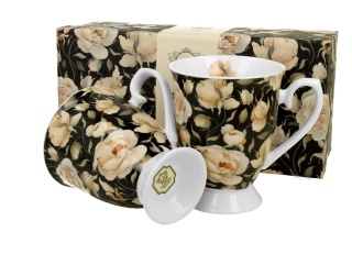 Zestaw 2 kubki royal english roses black na prezent kubek róże