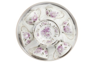 Zestaw 6 filiżanek porcelana róża fioletowa Fushaichi Pegasus