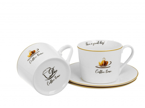 Zestaw dwie filiżanki spodki coffee time 1 na urodziny