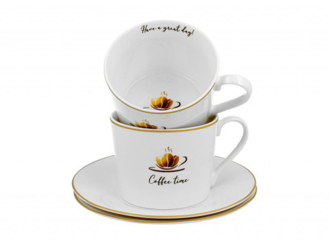 Zestaw dwie filiżanki spodki coffee time 1 na urodziny