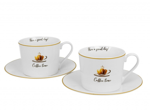 Zestaw dwie filiżanki spodki coffee time 1 na urodziny
