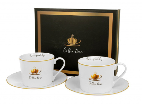 Zestaw dwie filiżanki spodki coffee time 1 na urodziny