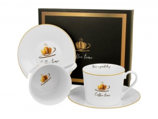 Zestaw dwie filiżanki spodki coffee time 1 na urodziny