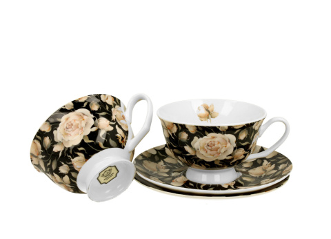 Zestaw dwie filiżanki na prezent royal english roses black