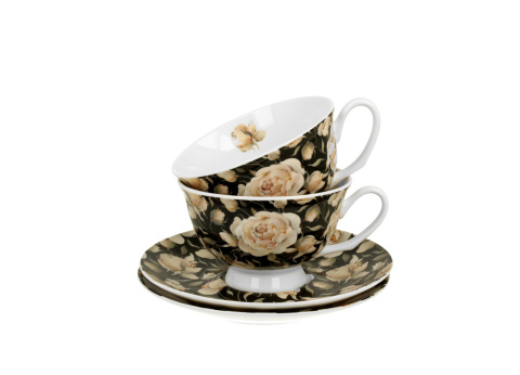Zestaw dwie filiżanki na prezent royal english roses black