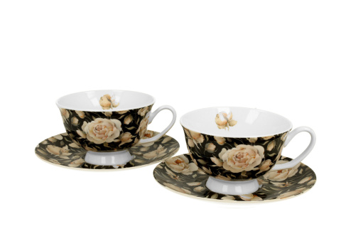 Zestaw dwie filiżanki na prezent royal english roses black