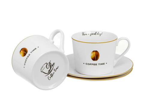 Zestaw dwie filiżanki spodki coffee time 2 na prezent
