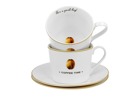 Zestaw dwie filiżanki spodki coffee time 2 na prezent