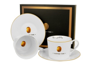 Zestaw dwie filiżanki spodki coffee time 2 na prezent