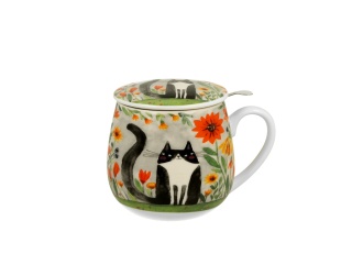 Komplet kubek baryłka z filtrem koci świat łąka na urodziny