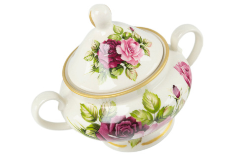 Cukiernica z uszami z Mieroszowa z motywem róż