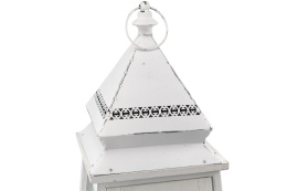 Drewniany lampion stojący latarnia na taras 67,5 cm biały