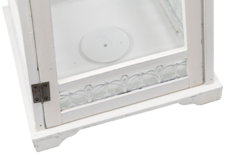 Drewniany lampion stojący latarnia na taras 67,5 cm biały