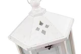 Duży lampion stojący drewniany biel latarnia na taras 54 cm