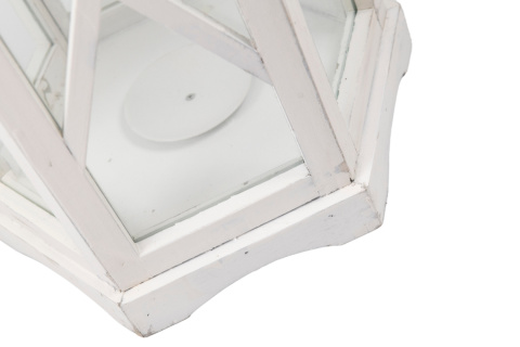 Duży lampion stojący drewniany biel latarnia na taras 54 cm