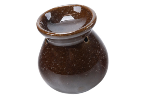 Kominek na wosk zapachowy ceramiczny brąz połysk vesuvius