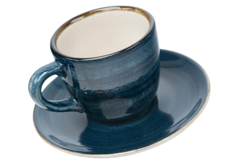 Komplet filiżanka spodek do kawy kamionka bel rustic morski