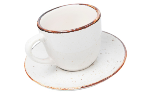 Kremowy zestaw filiżanka spodek do kawy kamionka bel rustic