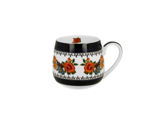 Kubek baryłka beczułka do kawy indigo 2 na urodziny kwiaty