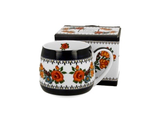 Kubek baryłka beczułka do kawy indigo 2 na urodziny kwiaty