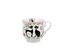 Kubek baryłka do herbaty kawy retro koty czarne etno prezent