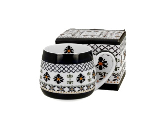 Kubek beczułka do herbaty indigo 4 na prezent kwiaty duo