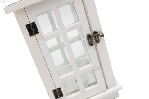 Lampion stojący drewno latarnia na ogród 45 cm biały retro