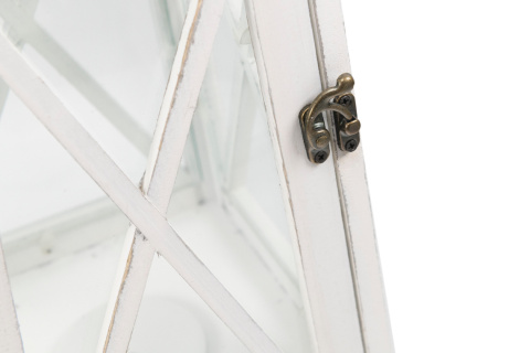 Lampion stojący drewno latarnia na ogród 54 cm biel retro