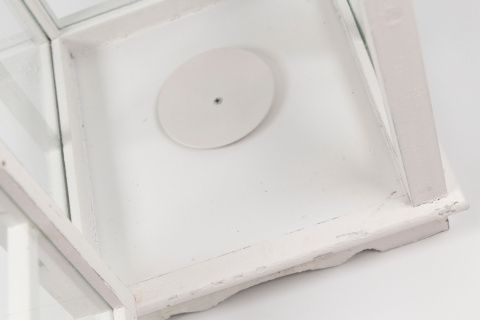 Lampion stojący drewno latarnia na ogród 65 cm biel retro