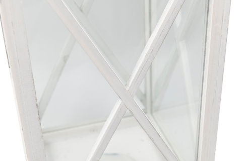 Lampion stojący drewno latarnia na taras 66 cm biel retro