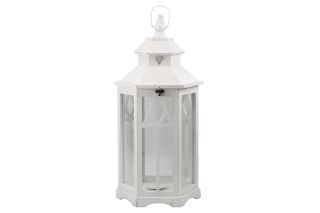 Lampion stojący lampka drewniana biel latarnia na taras 63 cm