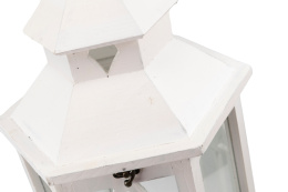 Lampion stojący lampka drewniana biel latarnia na taras 63 cm