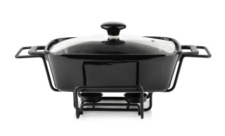 Prostokątne czarne naczynie z podgrzewaczem 1,4l cookini