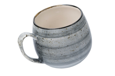 Szary kamionkowy kubek beczułka oska rustic kera ceramika