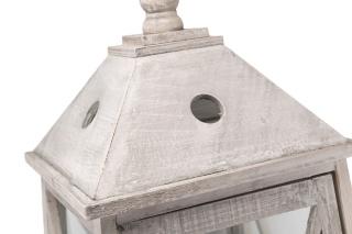 Szary lampion stojący drewno latarnia na ogród 86 cm retro