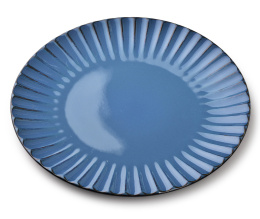Talerz obiadowy płytki niebieski ceramika tłoczony Evie