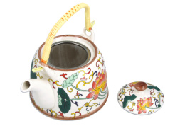 Komplet dzbanek czajnik ceramika z sitkiem orient kwiat