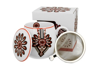 Komplet kubek baryłka z zaparzaczem parzenica etno prezent