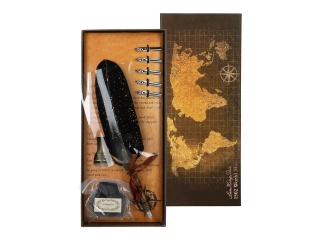 Komplet piśmienniczy pióro kałamarz wymienne stalówki prezent