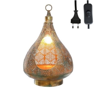 Złota lampa ażurowa lampka do salonu biura maroco boho