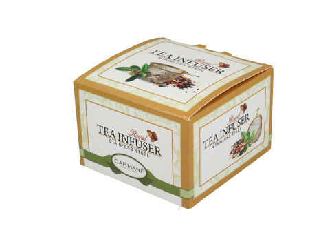 Złote sitko z uchwytem do parzenia herbaty lub ziół Carmani