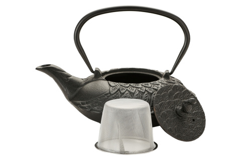 Dzbanek żeliwny do herbaty czarny z sitkiem 800 ml pelikan