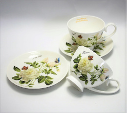 Komplet 2 porcelanowych filiżanek róża herbaciana do kawy