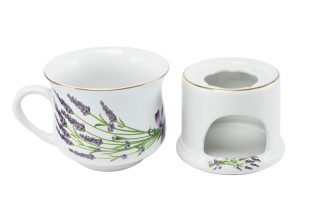 Kubek babuni lawenda Mieroszów na podgrzewaczu