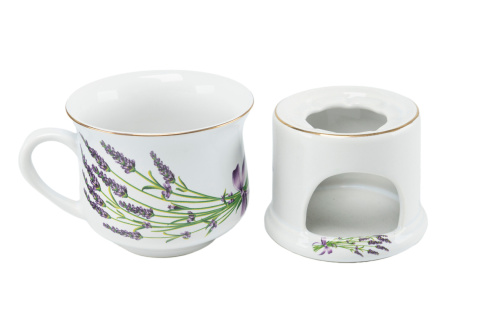 Kubek babuni lawenda Mieroszów na podgrzewaczu