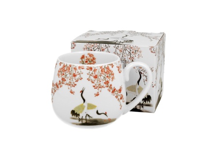 Kubek baryłka do herbaty ziół sakura i żurawie na prezent