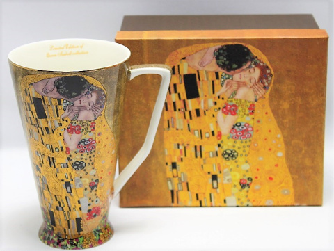 Kubek do latte w pudełku The Kiss porcelana na prezent Klimt