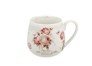 Kubek porcelanowy na prezent baryłka Secesja róże na urodziny