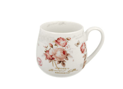 Kubek porcelanowy na prezent baryłka Secesja róże na urodziny