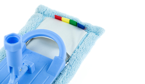 Mop płaski kij teleskopowy z mikrofibrą niebieski strong